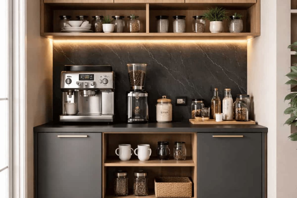 mersin ahşap kahve köşesi dolabı özel üretim mobilya